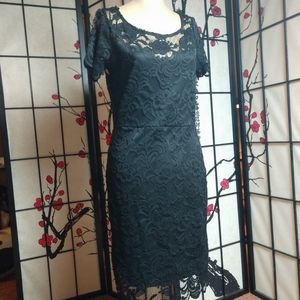 New, built-in strapless bra lace black dress